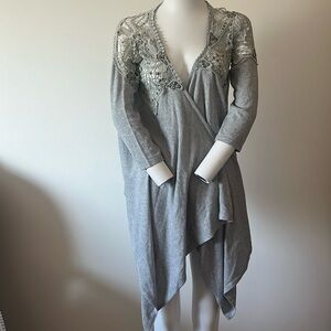 Boston Proper Open Front Asymmetrical Silver Size S New With Tag